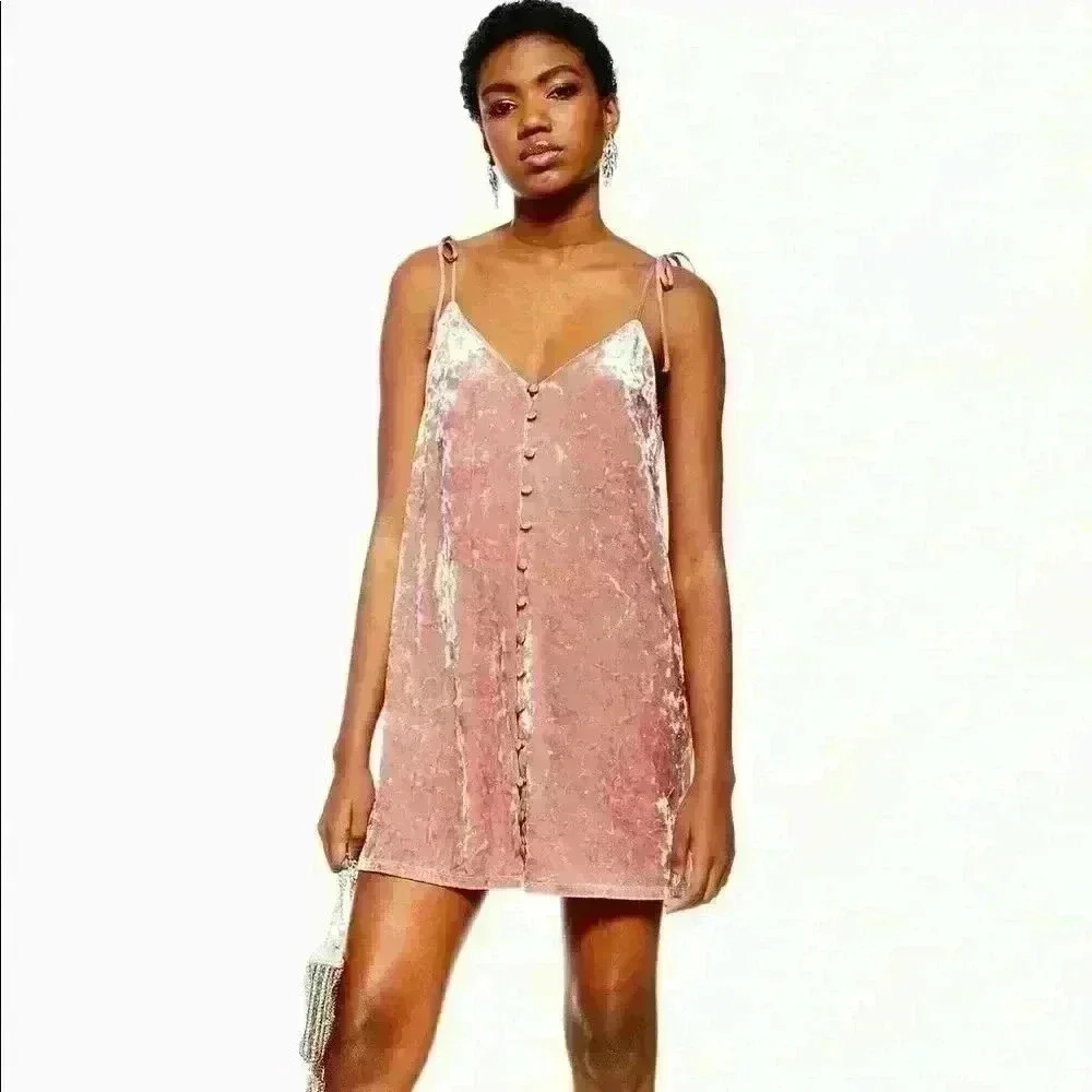 NEW! Topshop Pink Velvet Star Glitter Slip Dress